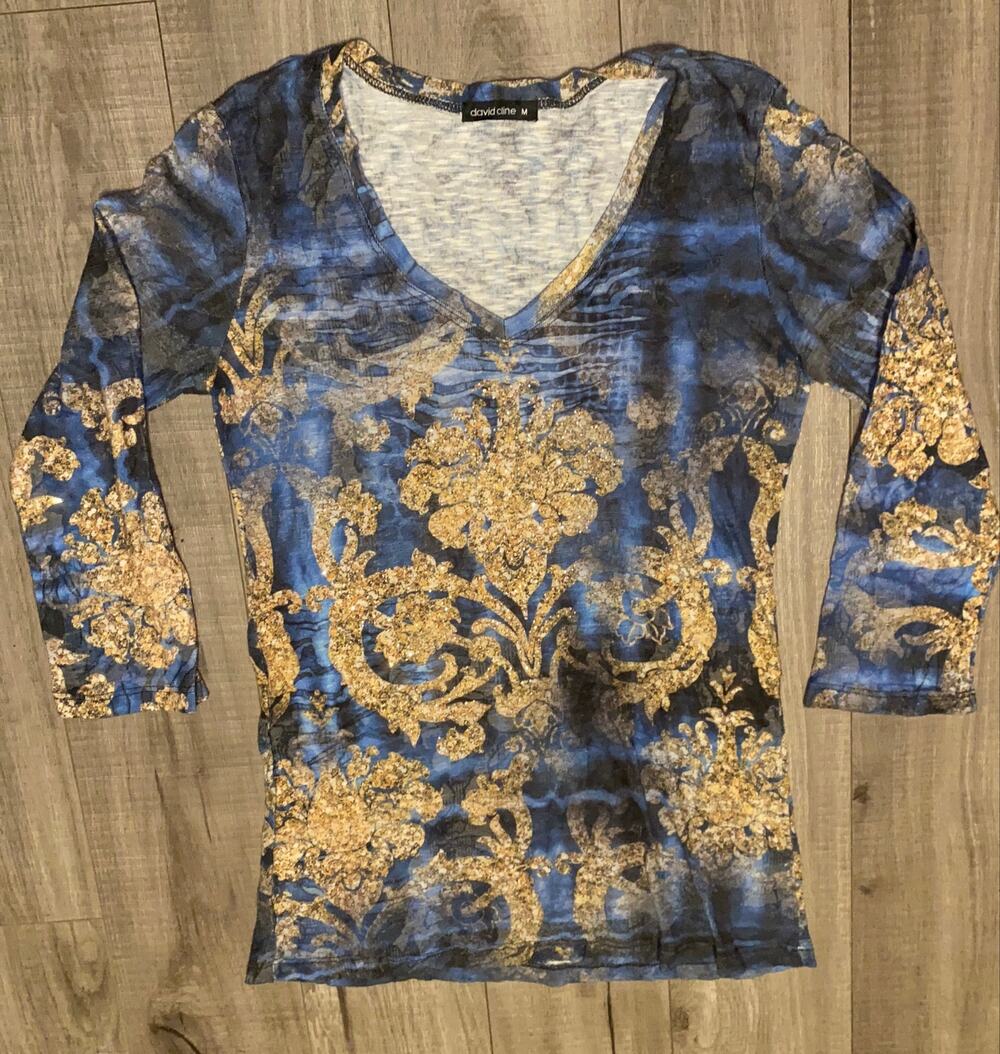 Vintage Y2K David Cline Fairy Rhinestone Baroque Top Made in USA M